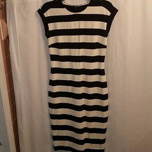NWT banana republic black and ivory striped dress